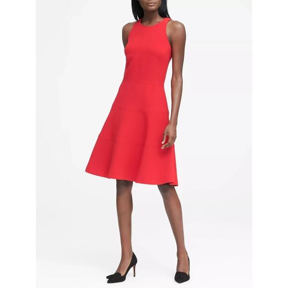 NWT BANANA REPUBLIC Stretch Racerback Fit-and-Flare Sz 0 Black - Picture 3 of 7